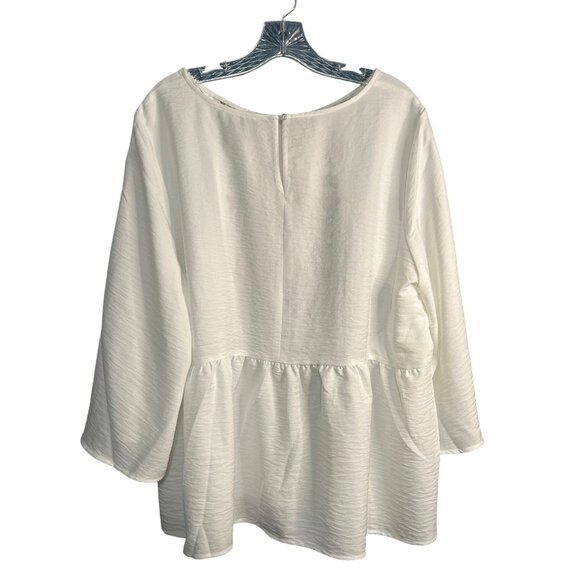 NYCC Womens 2X White Blouse With Floral Embroidery - Picture 7 of 8